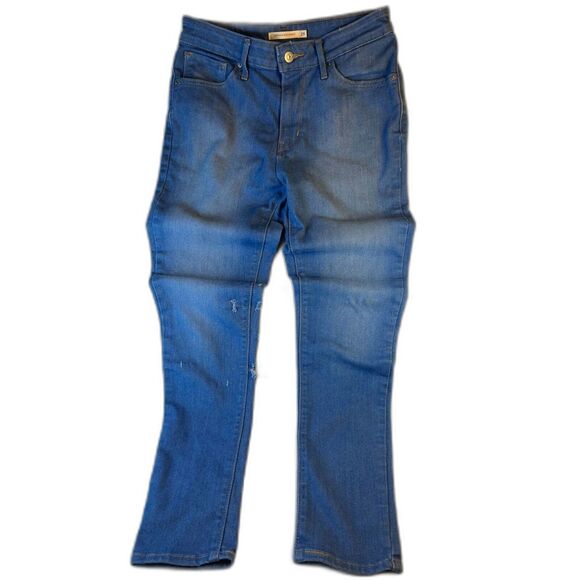 Levis 721 Jeans Wm's 29 Medium Blue High Rise Skinny Distressed Jeans - Picture 1 of 10